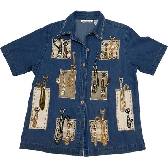 𝅺Dress Barn Button-down Chambray Egyptian Shirt Size M - Picture 1 of 4